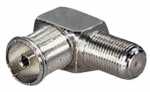Com Coaxial Adaptor - F Socket > Coax-socket | Angled Adapter - Nickel Plated