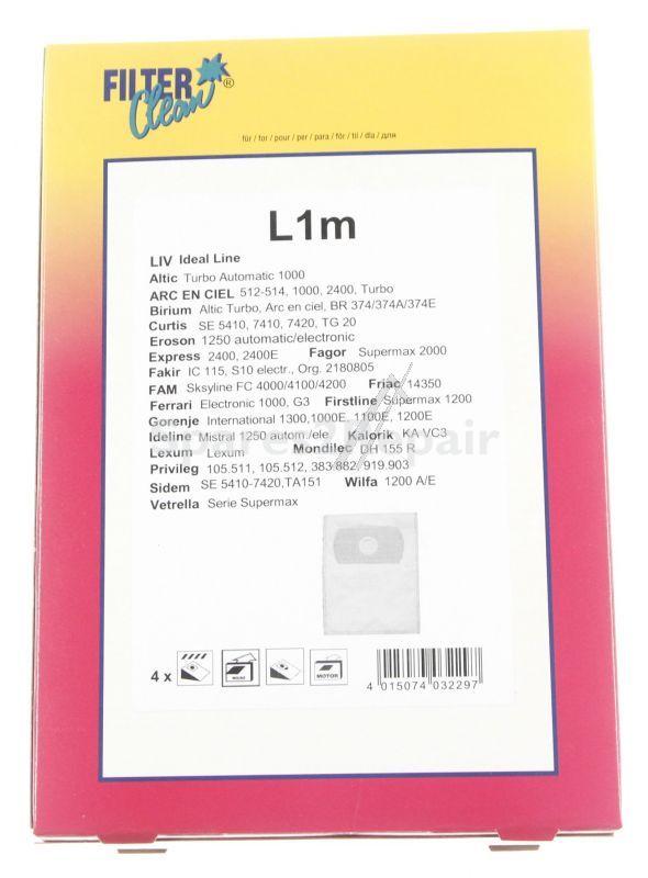Filterclean Vacuum Cleaner Bags - L1m Fl0115-k Dust Bags X 4