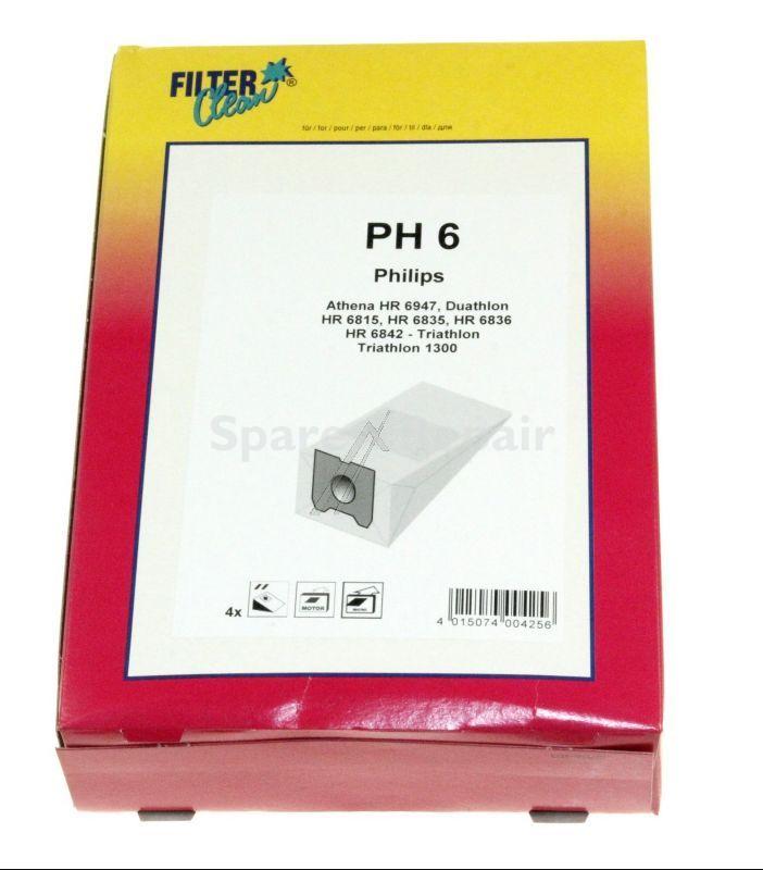 Filterclean Vacuum Cleaner Bags - Ph6 000232-k Paper Dust Bag X4+2 Filters