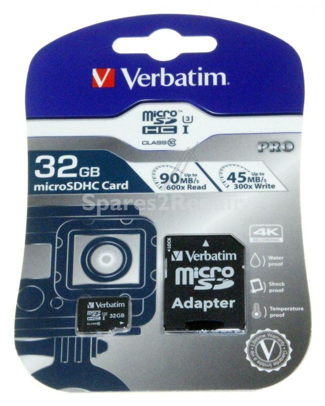 Verbatim Memorycard - Micro-sdhc 47041 Micro Sdhc Card Pro Uhs-3 32gb Class 10 Incl Adapter