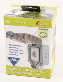 Schwaiger Appliance Socket - Solar Soad0100 Outdoor Socket Surface-mounted Ip66 For 1x Angled Plug