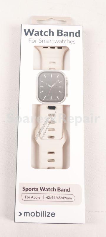 Mobilize Wristbands For Smartwatch - 81644 Mobilize Silicone Sport Watch Strap For Apple 42-44-45-49mm Starlight